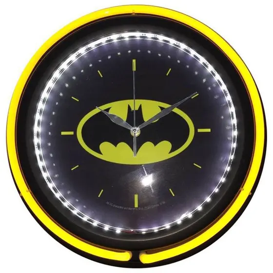 RELOGIO PAREDE PLASTICO/VIDRO DOUBLE NEON DC BATMAN LO