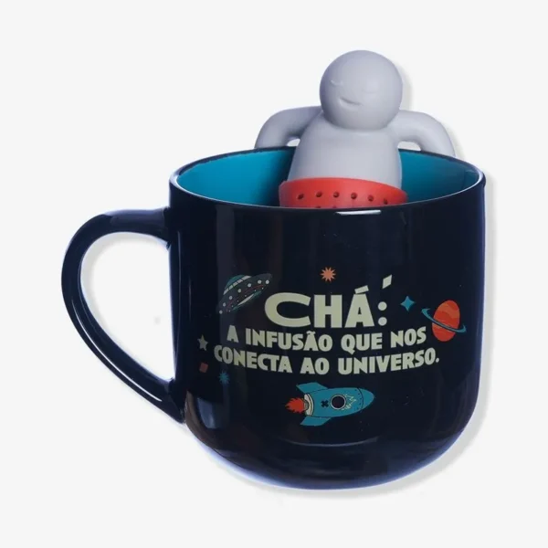 CANECA 350ML C/ INFUSOR P/ CHA ASTRONAUTA