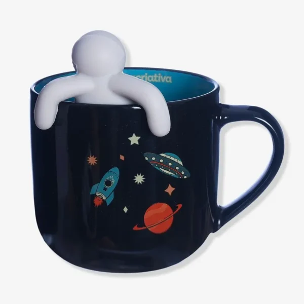 CANECA 350ML C/ INFUSOR P/ CHA ASTRONAUTA - Imagem 2