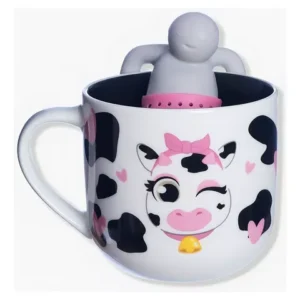 CANECA 350ML C/INFUSOR P/ CHA VAQUINHA