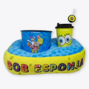 KIT ALMOFADA PIPOCA INFANTIL FIBRA VELUDO BOB ESPONJA