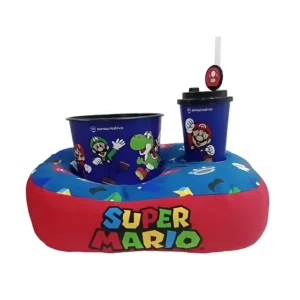 KIT ALMOFADA PIPOCA INFANTIL FIBRA VELUDO SUPER MARIO