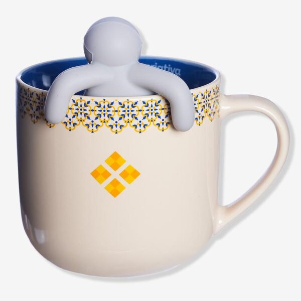 CANECA 350ML C/INFUSOR P/ CHA MAE AZULEJO - Imagem 2