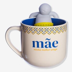CANECA 350ML C/INFUSOR P/ CHA MAE AZULEJO