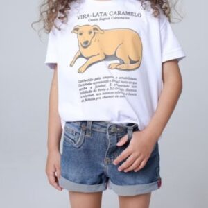 CAMISETA INFANTIL-LATA CARAMELO - TAMANHO 6, MODELAGEM: INFANTIL GOLA OLIMPICA, COR: BRANCO CANNOLI INFANTIL