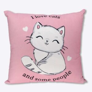 ALMOFADA FIBRA VELUDO 40X40CM I LOVE CATS