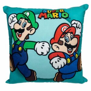 ALMOFADA FIBRA VELUDO 40X40CM MARIO E LUIGI VERDE