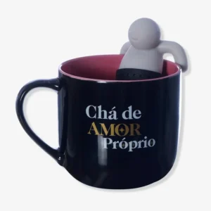 CANECA 350ML C/ INFUSOR P/ CHA DE AMOR PROPRIO