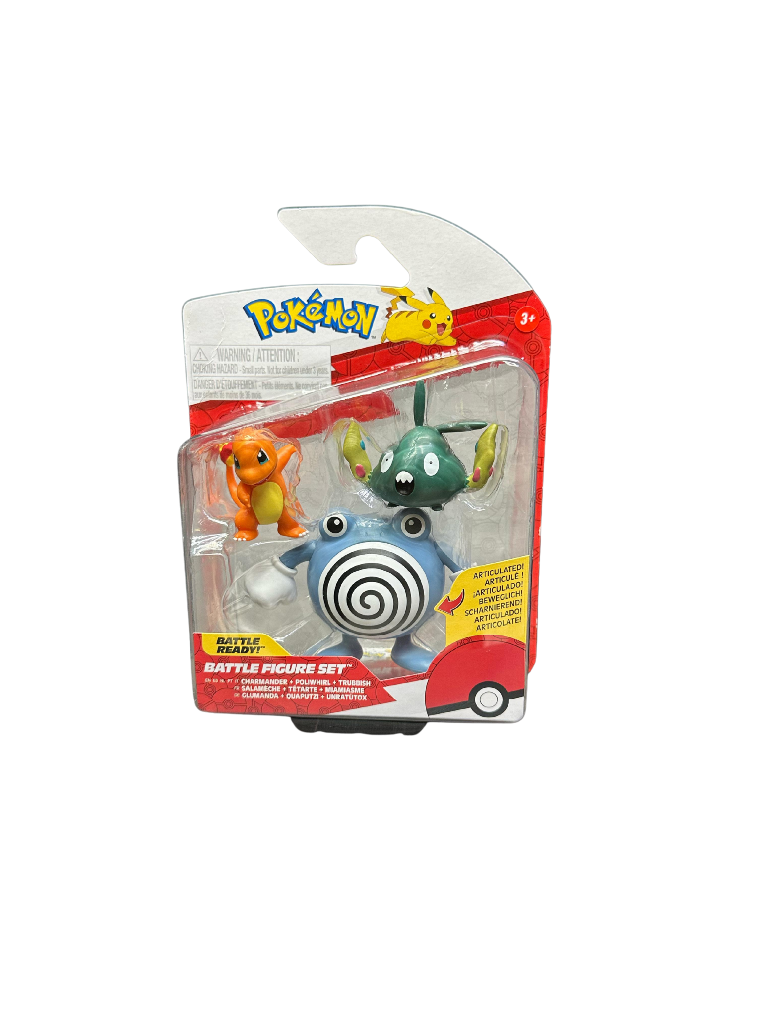 BONECO CHARMANDER, POLIWHIRL E TRUBBISH