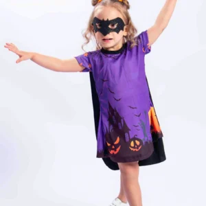FANTASIA VESTIDO HALLOWEN INFANTIL COM CAPA