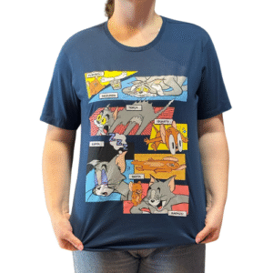 CAMISETA TOM E JERRY TIRINHA AZUL MARINHO