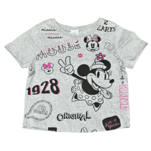 CAMISETA INFANTIL MINNIE CROPPED (COR CINZA) - TAMANHO 10