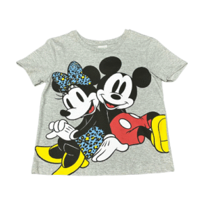 CAMISETA INFANTIL MICKEY E MINNIE CROPPED (COR CINZA) - TAMANHO 10