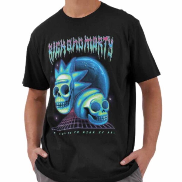CAMISETA RICK MORTY SKULLS PRETO