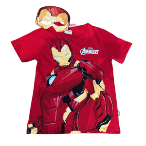 CAMISETA INFANTIL HOMEM DE FERRO COM MASCARA EM FELTRO