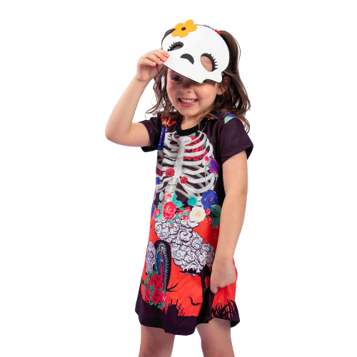 FANTASIA VESTIDO INFANTIL ESQUELETO MEXICANO INFANTIL