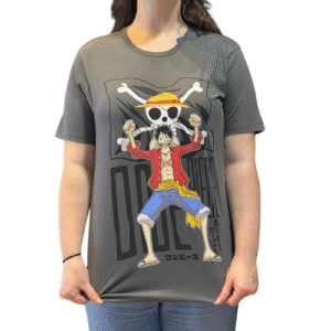 CAMISETA ONE PIECE LUFFY FLAG CINZA