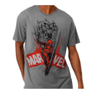 CAMISETA DEADPOOL ACTION (MARVEL) CINZA CHUMBO