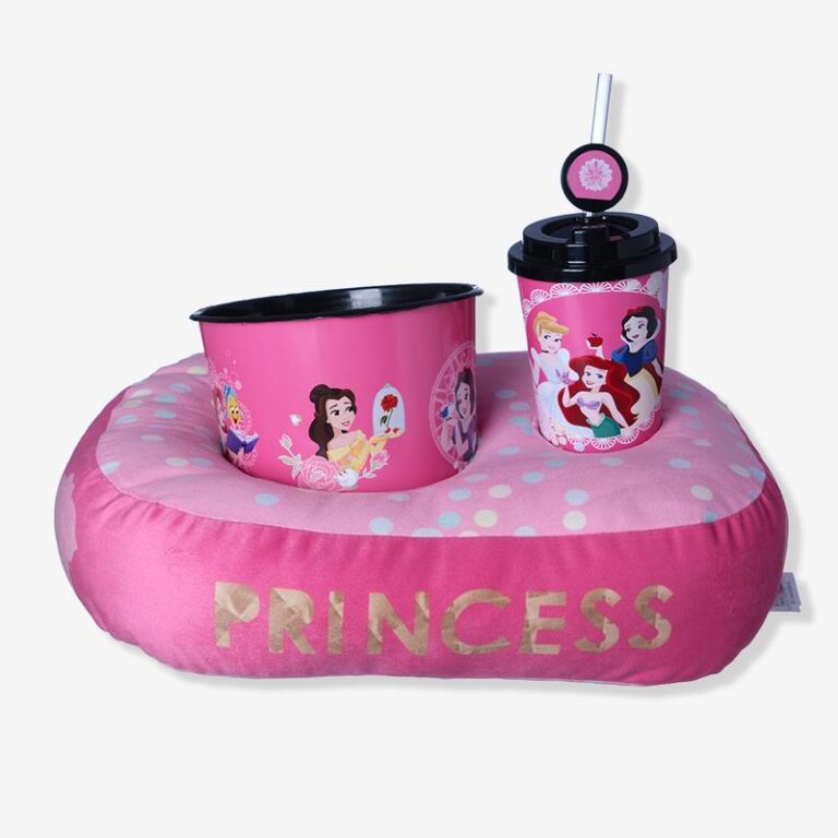 KIT ALMOFADA PIPOCA INFANTIL FIBRA VELUDO PRINCESAS