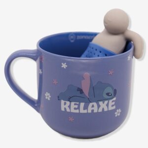 CANECA 350ML C/INFUSOR P/ CHA STITCH RELAXE