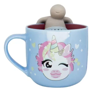 CANECA 350ML C/INFUSOR P/ CHA UNICORNIO