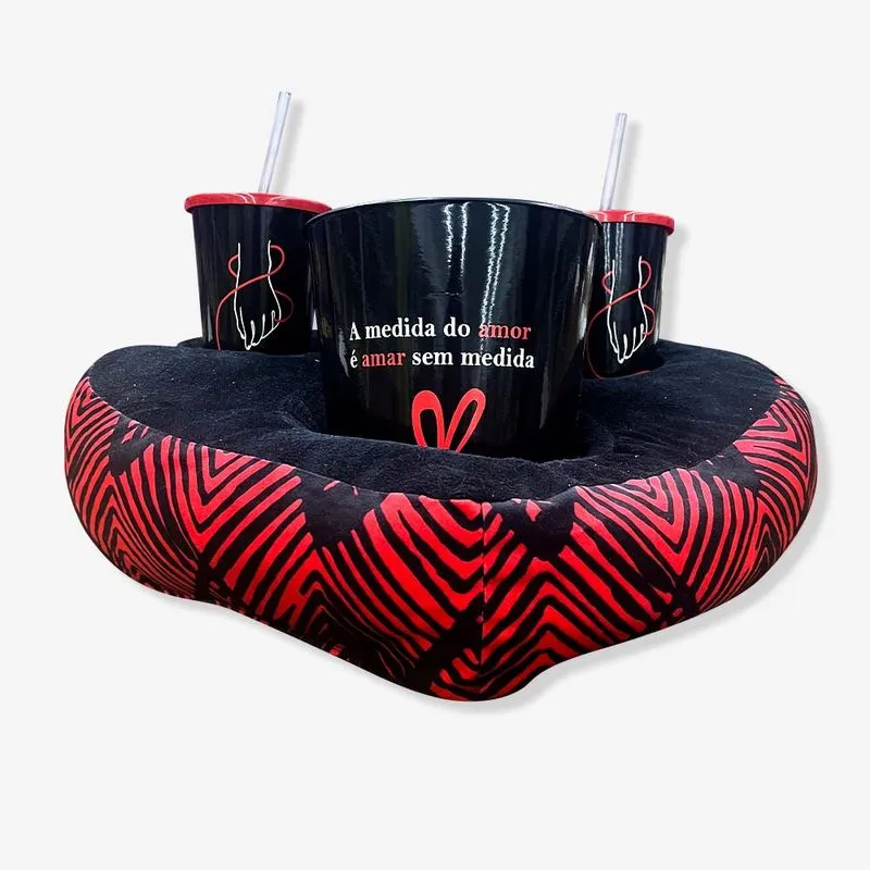 KIT ALMOFADA PIPOCA FIBRA CORACAO A MEDIDA DO AMOR