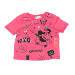 CAMISETA INFANTIL MINNIE CROPPED (COR ROSA) - TAMANHO 14