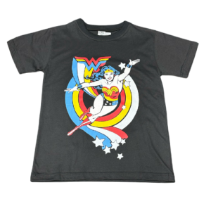 CAMISETA INFANTIL MULHER MARAVILHA (COR PRETA) - TAMANHO 12
