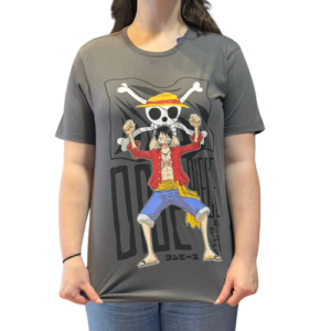 CAMISETA ONE PIECE LUFFY FLAG CINZA