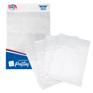 FOLHA PARA PASTA 18 BOLSO 3X3 BRA - BRANCA - 10 UNIDADES