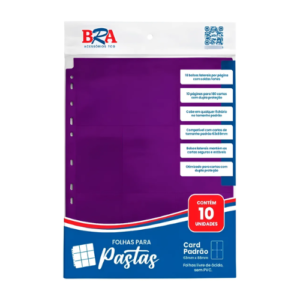 FOLHA PARA PASTA 18 BOLSO 3X3 BRA - ROXO - 10 UNIDADES